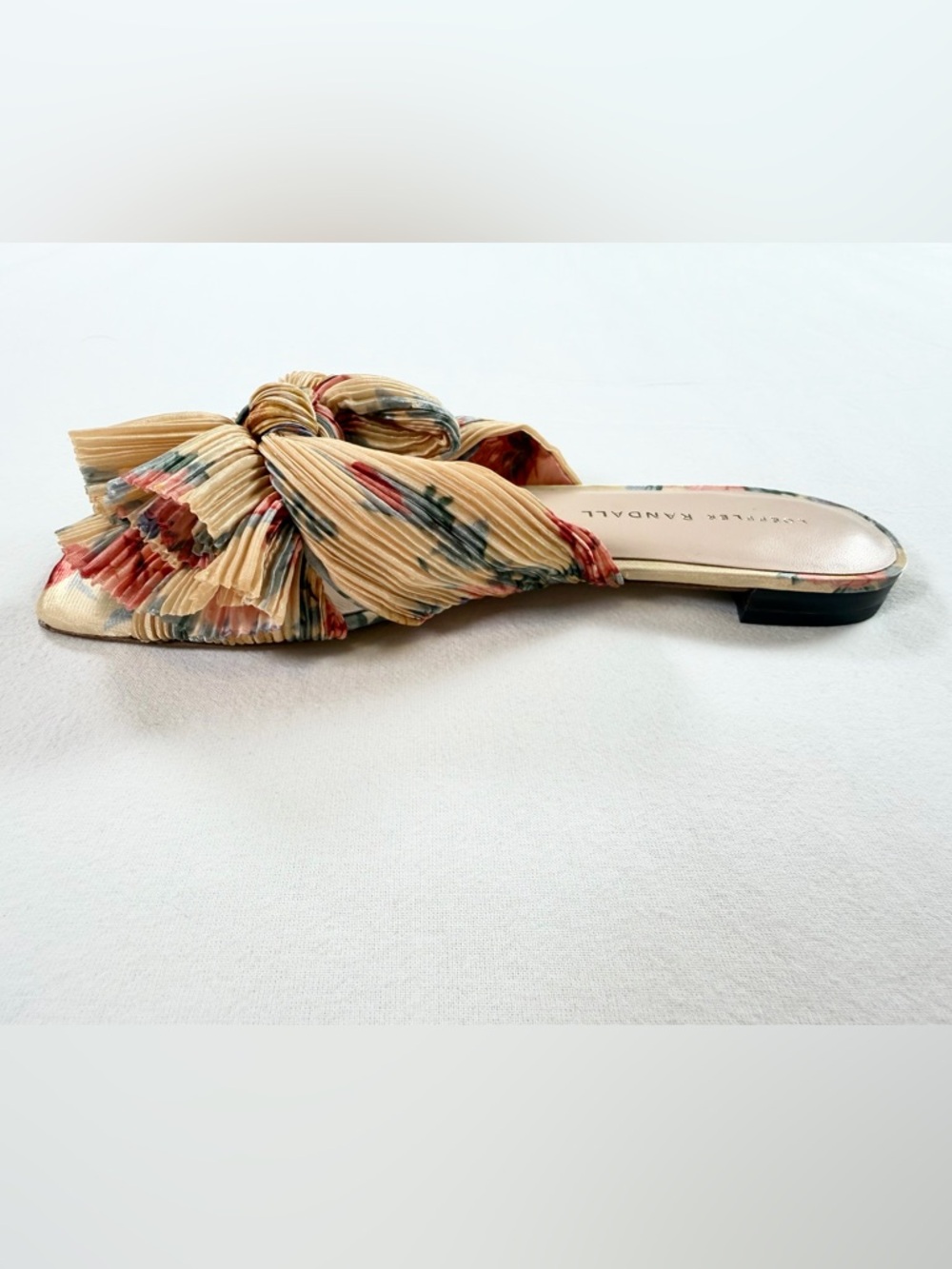 Loeffler Randall Daphne Floral Pleated Bow Flat Sandals Size 7 EUC - Picture 8 of 9